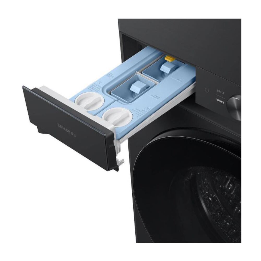 Samsung WH46DBH500GV 27 inch Bespoke Smart AI Laundry Hub with 4.6 cu. ft. Washer Capacity, 7.6 cu. ft. Gas Dryer Capacity, AI OptiWash and AI Optimal Dry in Brushed Black