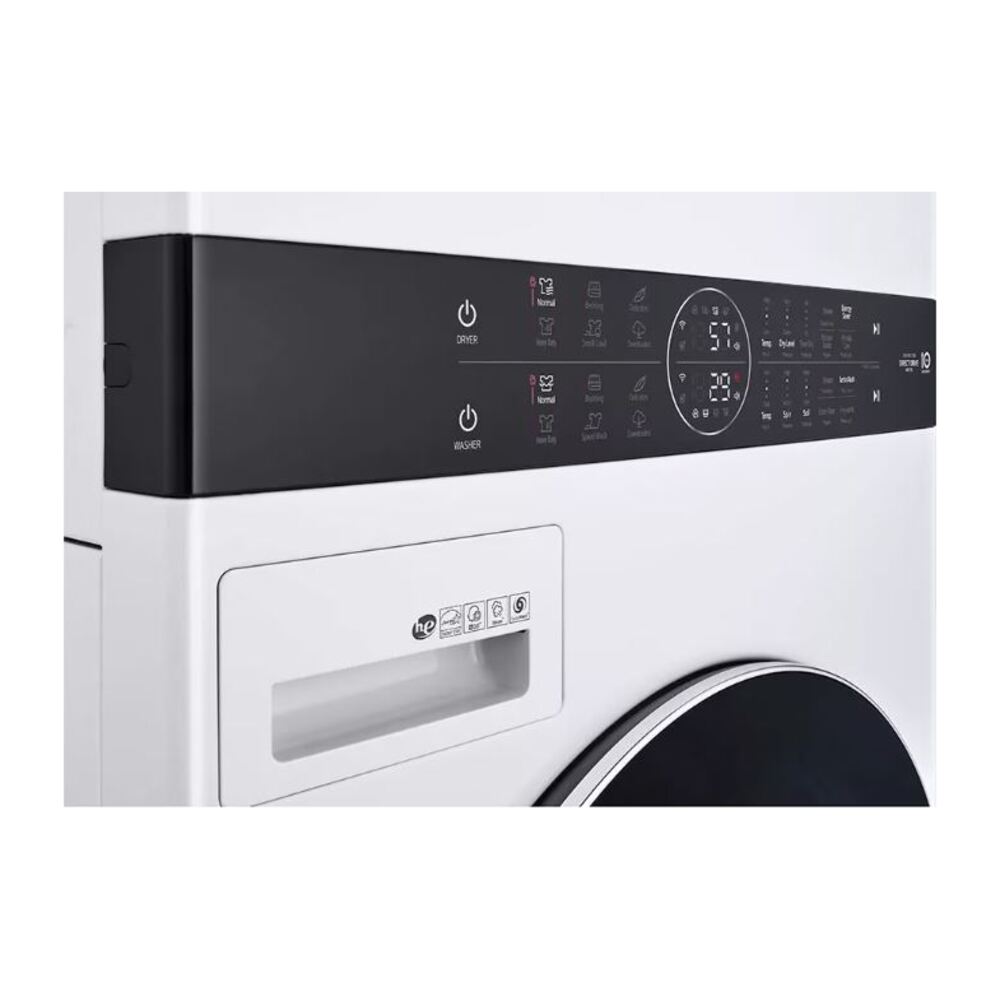 LG WKEX200H 27 inch WashTower with 4.5 cu. ft. Washer, 7.4 cu. ft. Dryer, TurboWash 360, Allergiene Wash Cycle, TurboSteam, ThinQ Technology and Center Control
