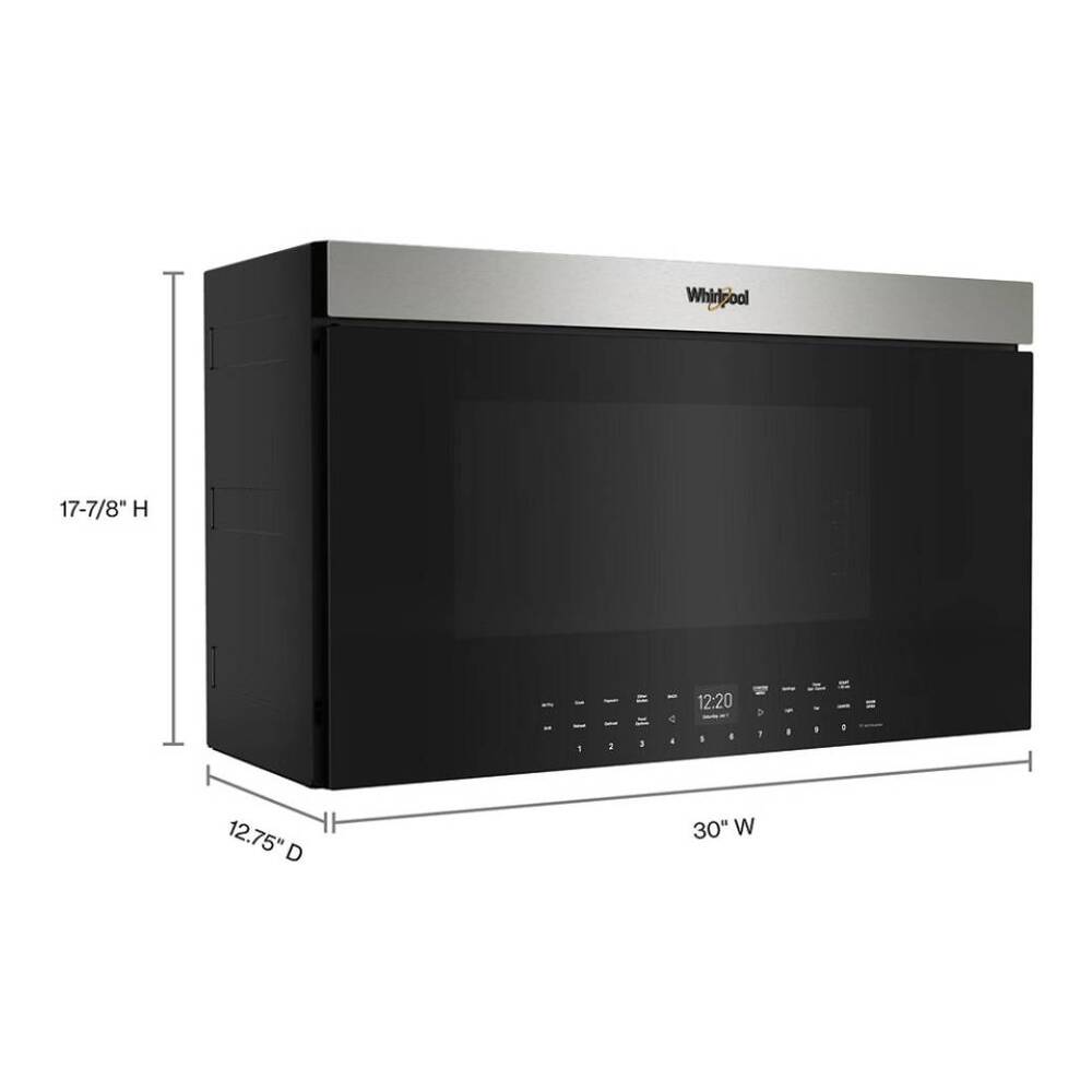 Whirlpool WMMF7330R 30" Over-the-Range Microwave with with 400 CFM, 1.1 cu. ft. Capacity, 900 Cooking Watts, Tap-to-Open Door, Roast Mode, Air Fry Mode