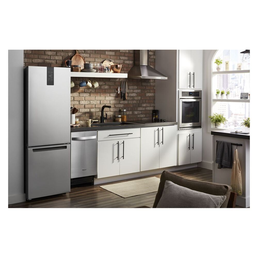 Whirlpool WRB543CMJ 24 inch Bottom Freezer Refrigerator with 12.7 cu. ft. Capacity, Adjustable Hide-Away Shelf