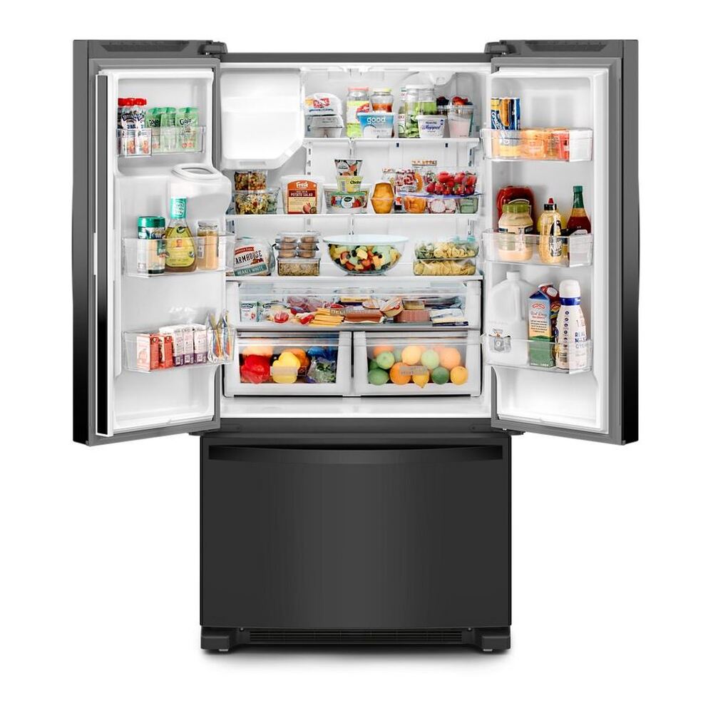 Whirlpool WRFF3436R 36 inch Freestanding French Door Bottom Mount Refrigerator 24.7 cu. ft. Capacity, Adaptive Defrost, Spillproof Glass Shelves, Two-Tier Freezer Storage