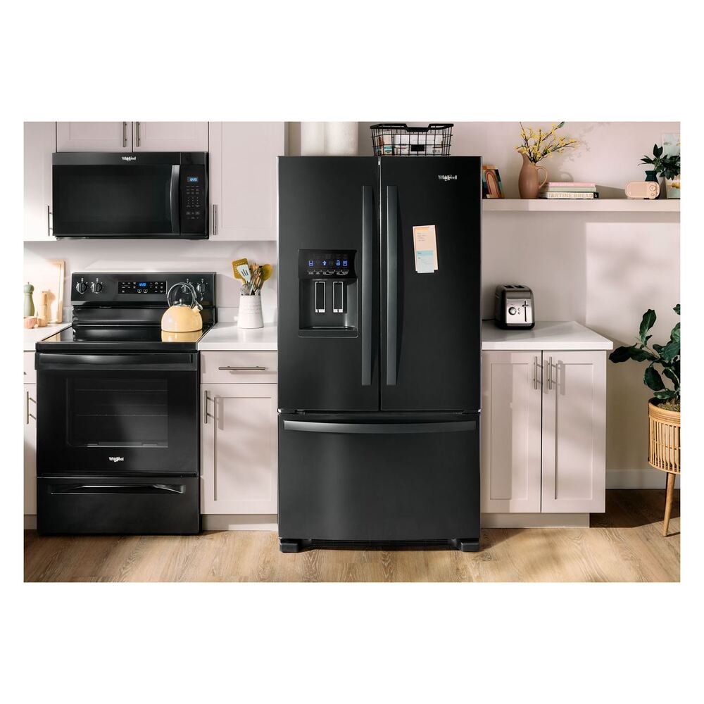 Whirlpool WRFF3436R 36 inch Freestanding French Door Bottom Mount Refrigerator 24.7 cu. ft. Capacity, Adaptive Defrost, Spillproof Glass Shelves, Two-Tier Freezer Storage
