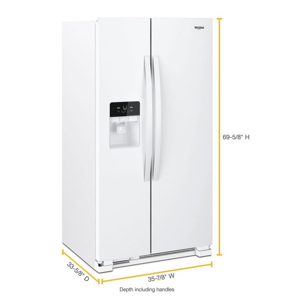 Whirlpool WRS325SDH 36 inch Wide Side by Side Refrigerator with 25 cu. ft. Capacity, Frameless Glass Shelves, Adjustable Gallon Door Bins, Adaptive Defrost