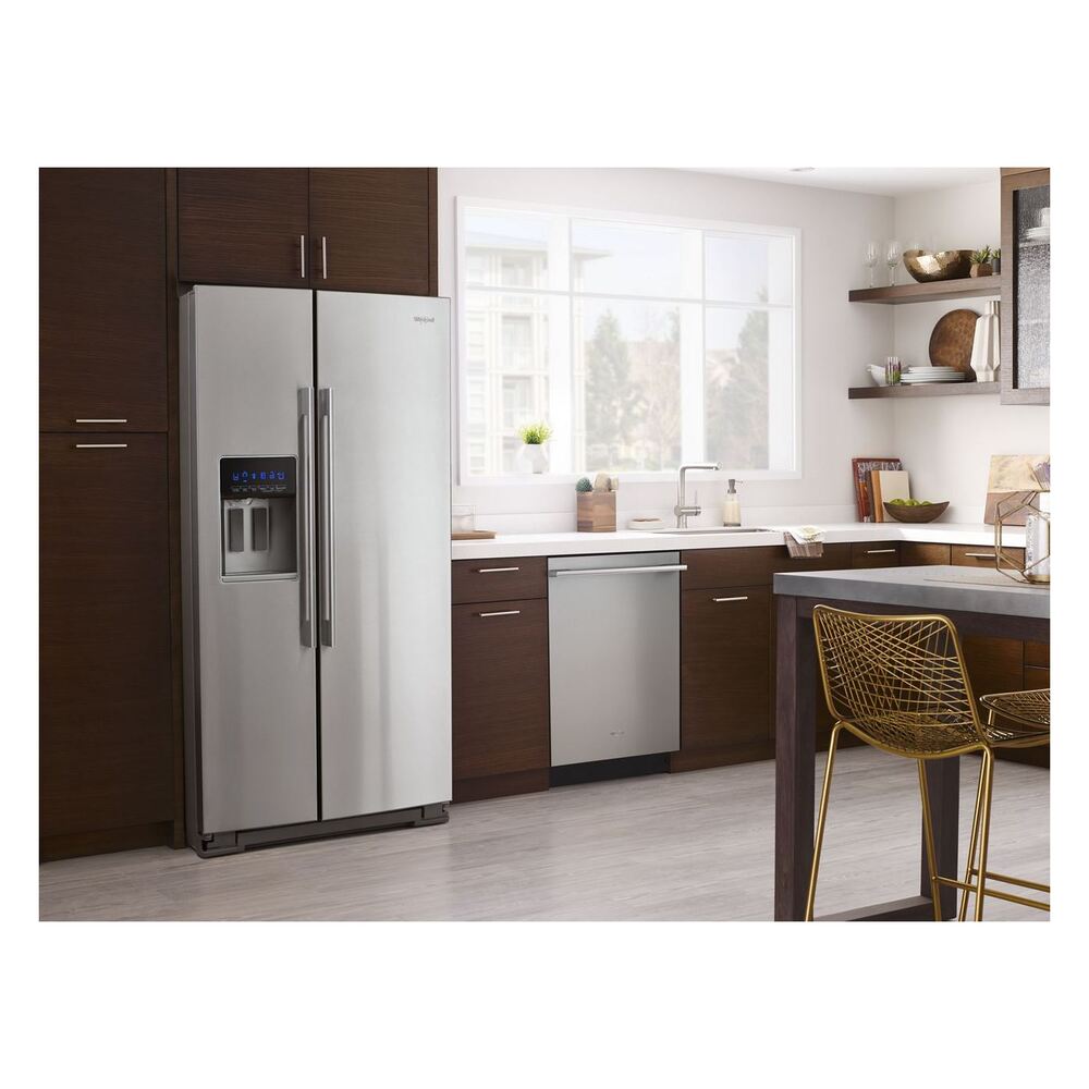 Whirlpool WRSA71CIHZ 36 inch Counter Depth Freestanding Side by Side Refrigerator with Filtered Water and Ice Dispenser, FreshFlow Air Filter and ADA Compliant in Stainless Steel