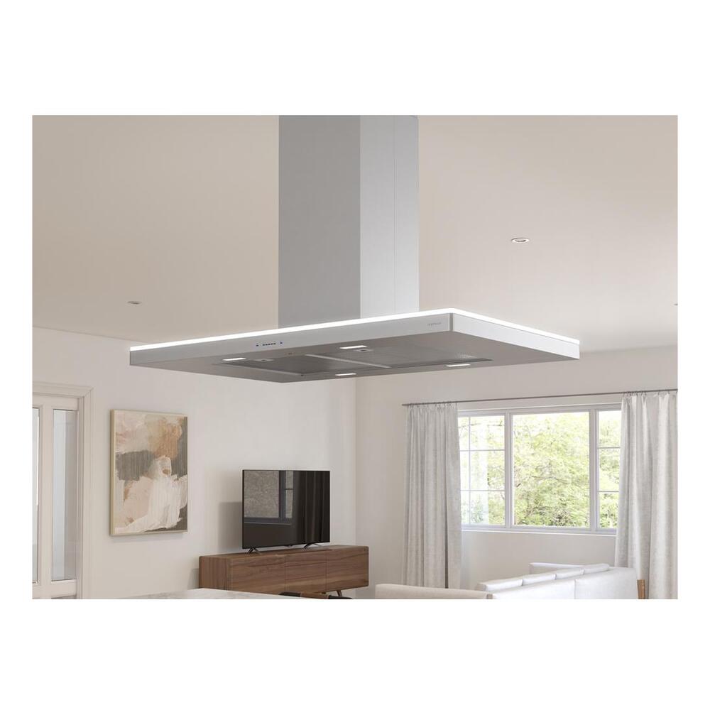 Zephyr ZLCM90CS 36 inch Luce Series Island Range Hood with 600 CFM, LumiLight LED Lighting, Airflow Control Technology™ (ACT™), Dual-Level Lighting, in Stainless Steel