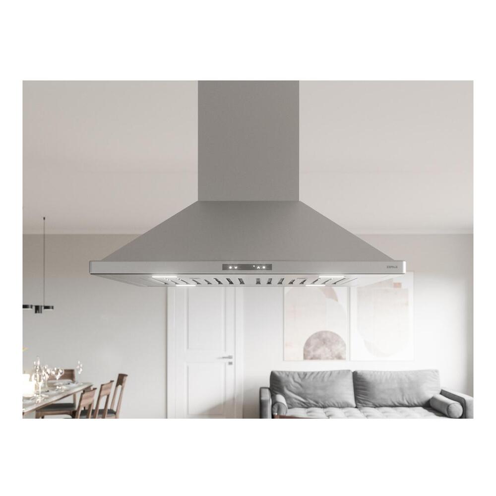 Zephyr ZNAM90DS 36 inch Napoli Series Island Range Hood with 700 CFM, LumiLight LED Lighting, Airflow Control Technology™ (ACT™), Hybrid Baffle Filters, in Stainless Steel