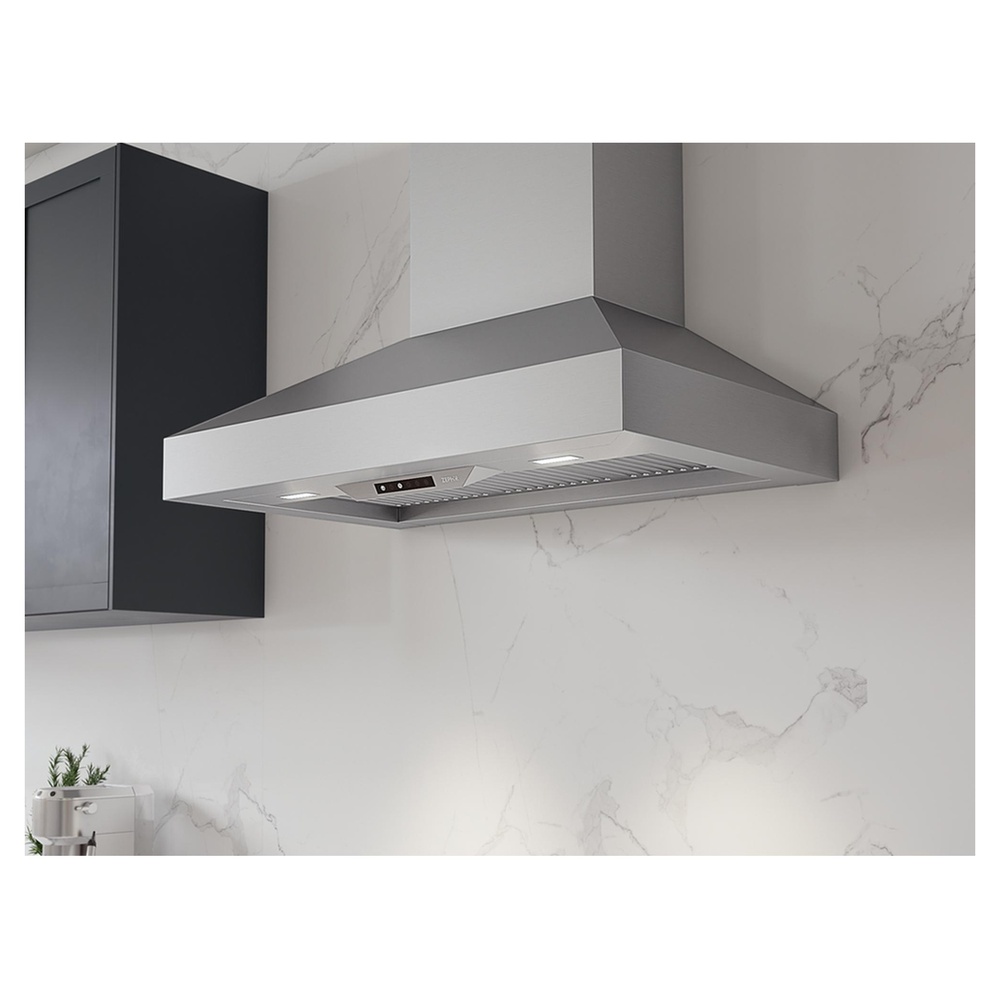 Zephyr ZPOE36AS 36 inch Podesta Series Wall Mount Range Hood with 600 CFM, LED Lighting, Airflow Control Technology™ (ACT™), and Electronic Touch Controls, in Stainless Steel